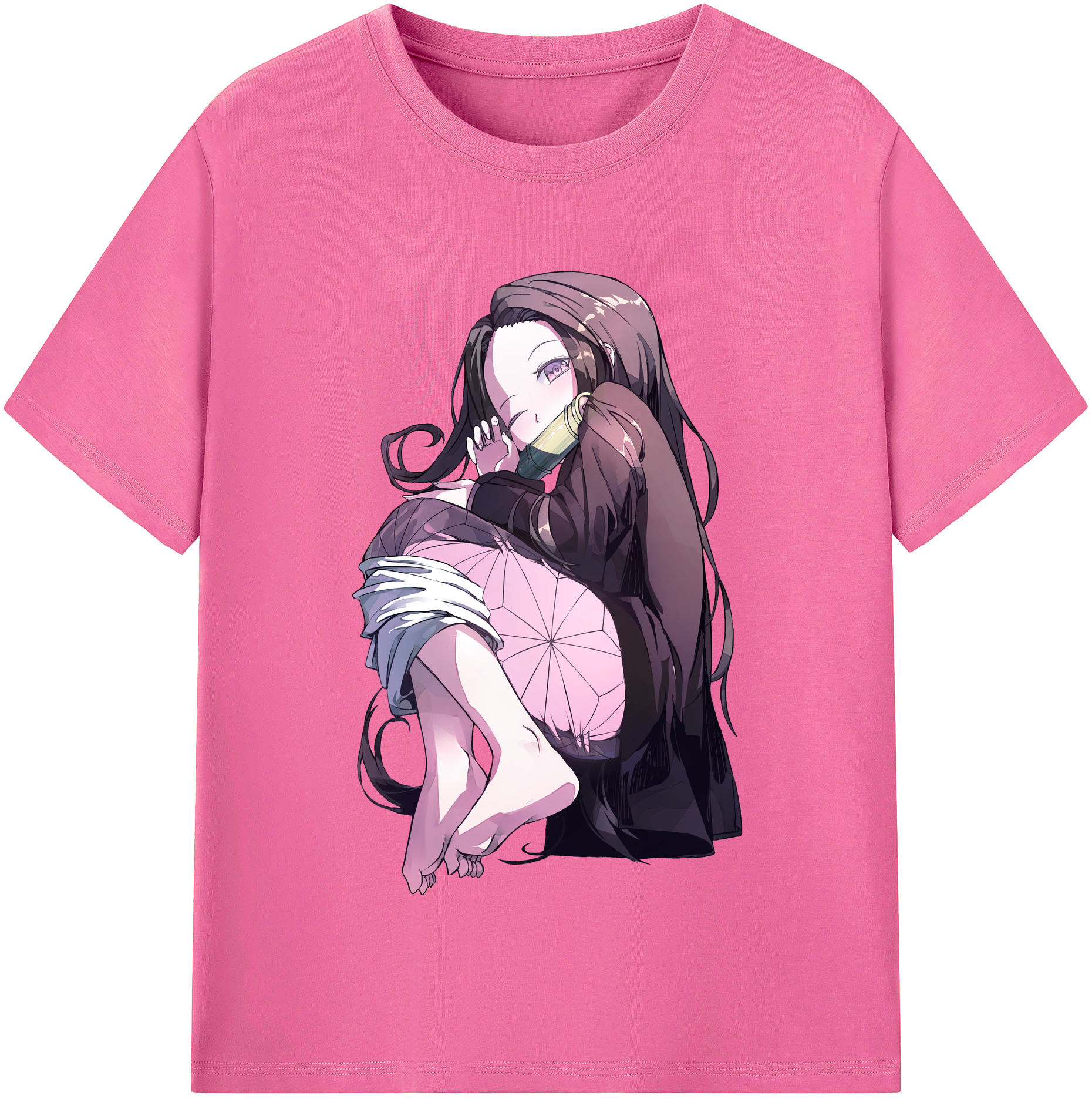 （画像用） 鬼滅の刃（きめつのやいば）竈門 禰󠄀豆子／かまど ねずこ Kamado Nezuko レディースカジュアルプリントTシャツ（綿100％）